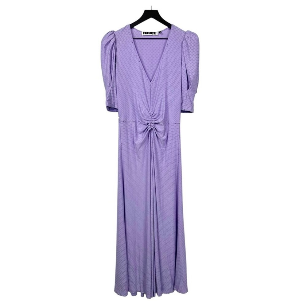 Rotate Birger Christensen Sierena Dress Women’s Size 6 Purple Puff Sleeve Sequin